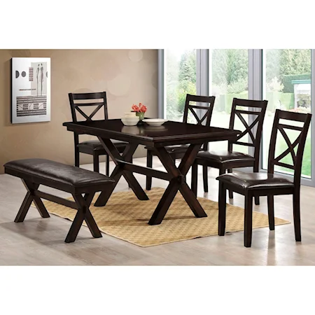 Contemporary Table and Chair Set with Bench